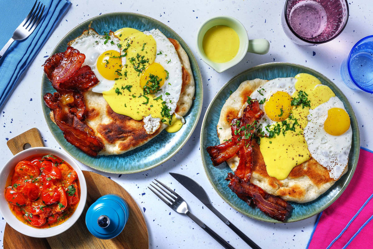 Indian Style Eggs Benedict on Naan Bread