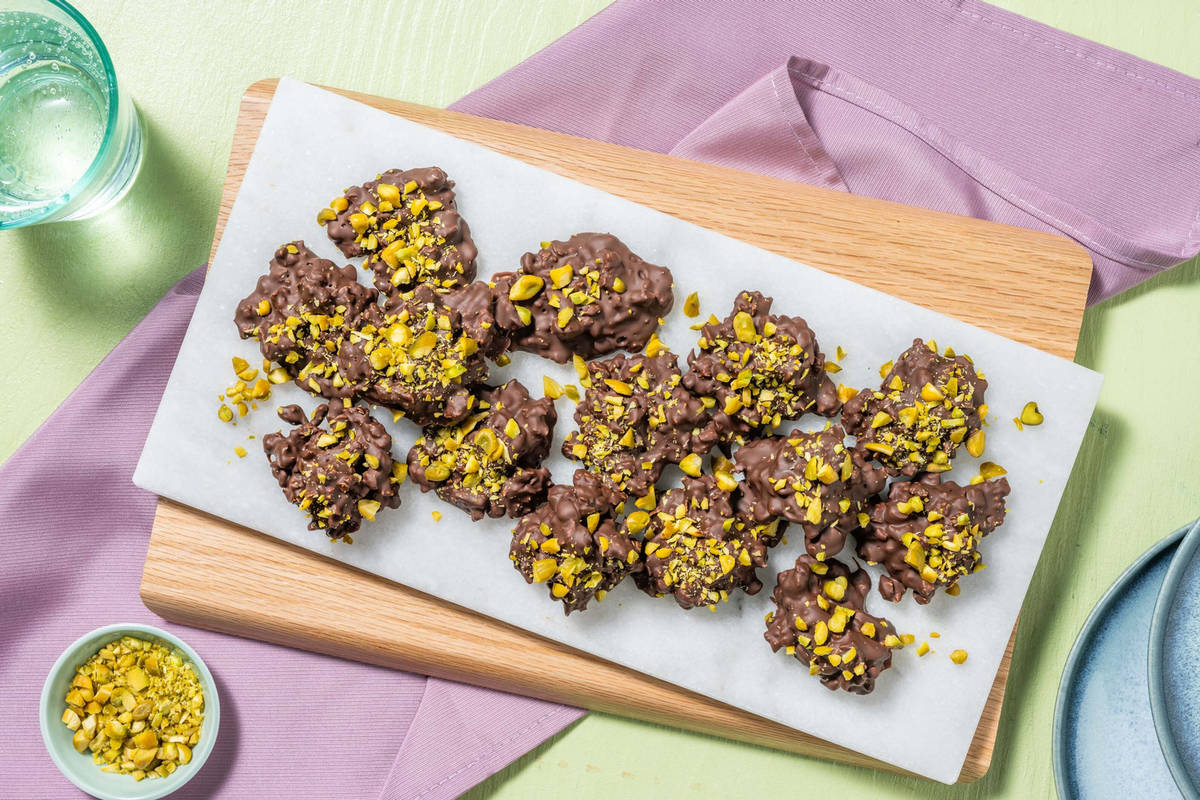 Chocolate, Pistachio & Lime Clusters