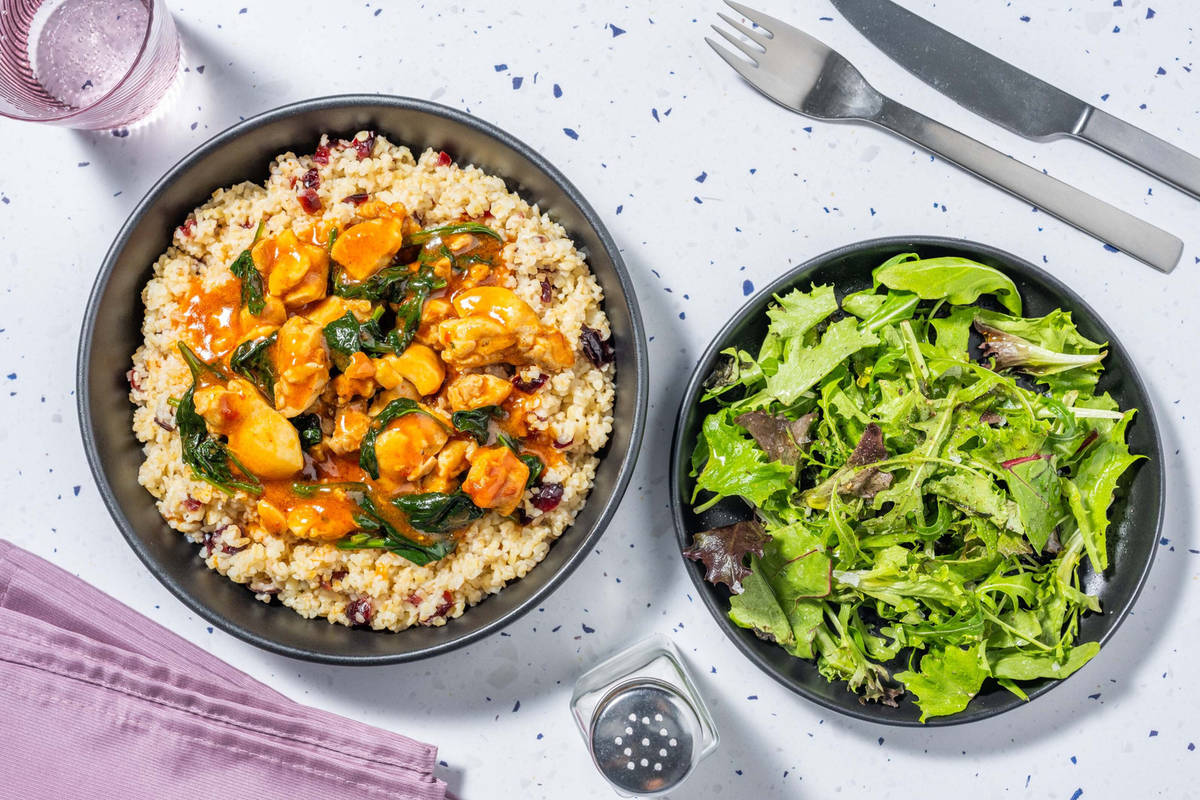 Harissa Chicken Breast on Cranberry Bulgur