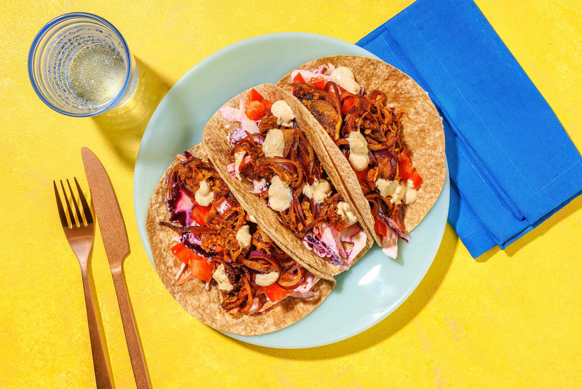 Pulled chicken wraps met koolsla