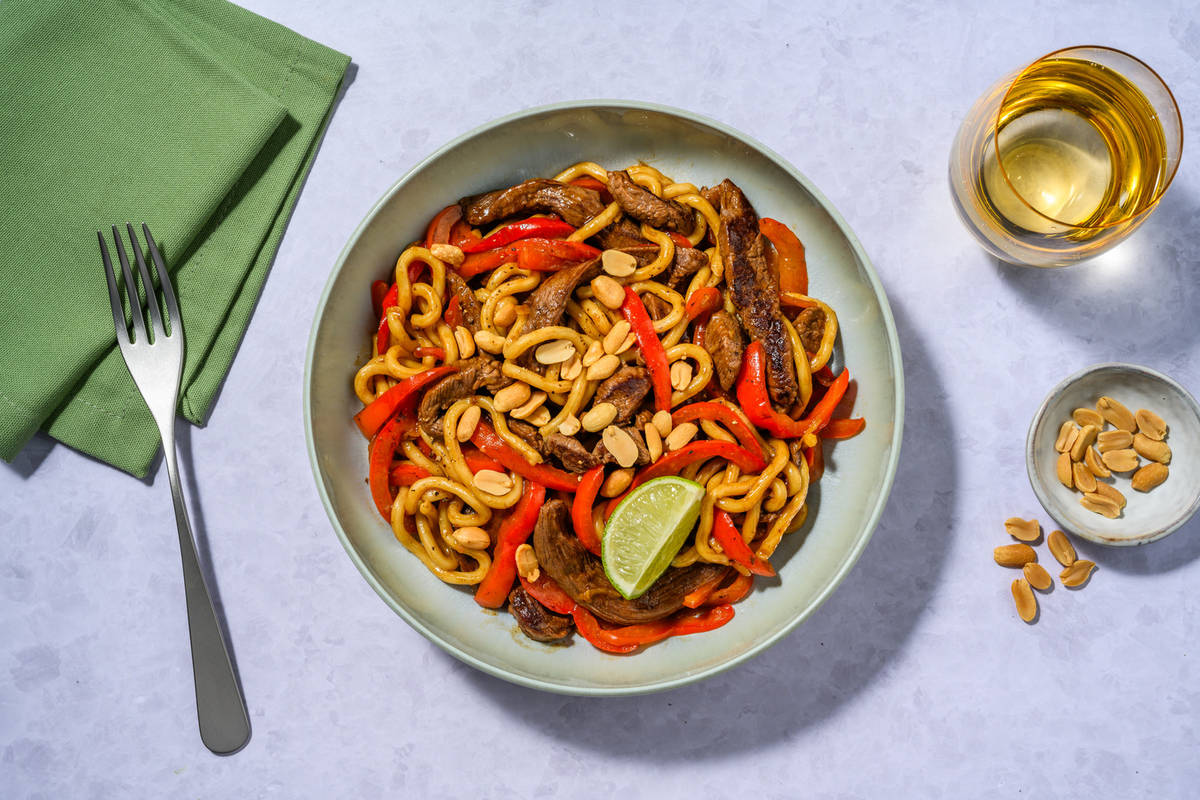 Thai-inspired Beef Stir-fry with Prawns