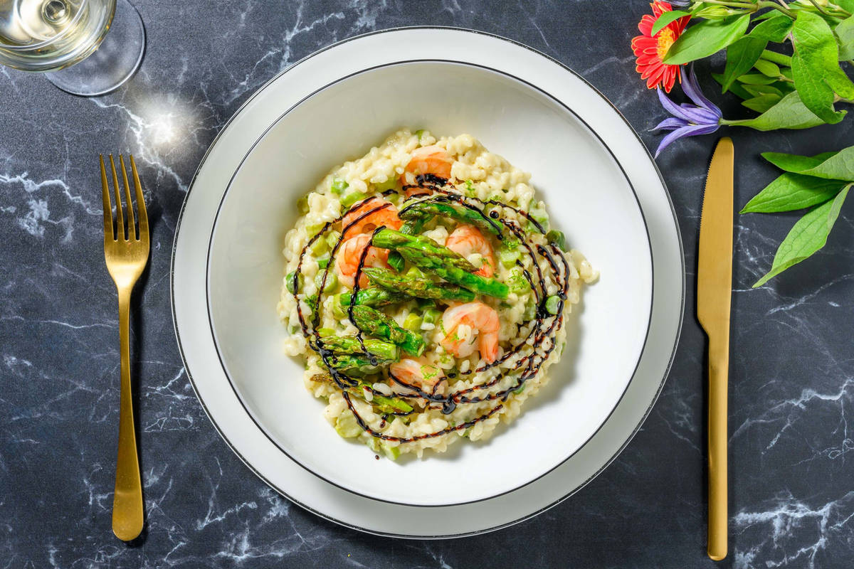 Risotto agli asparagi, mazzancolle e lime