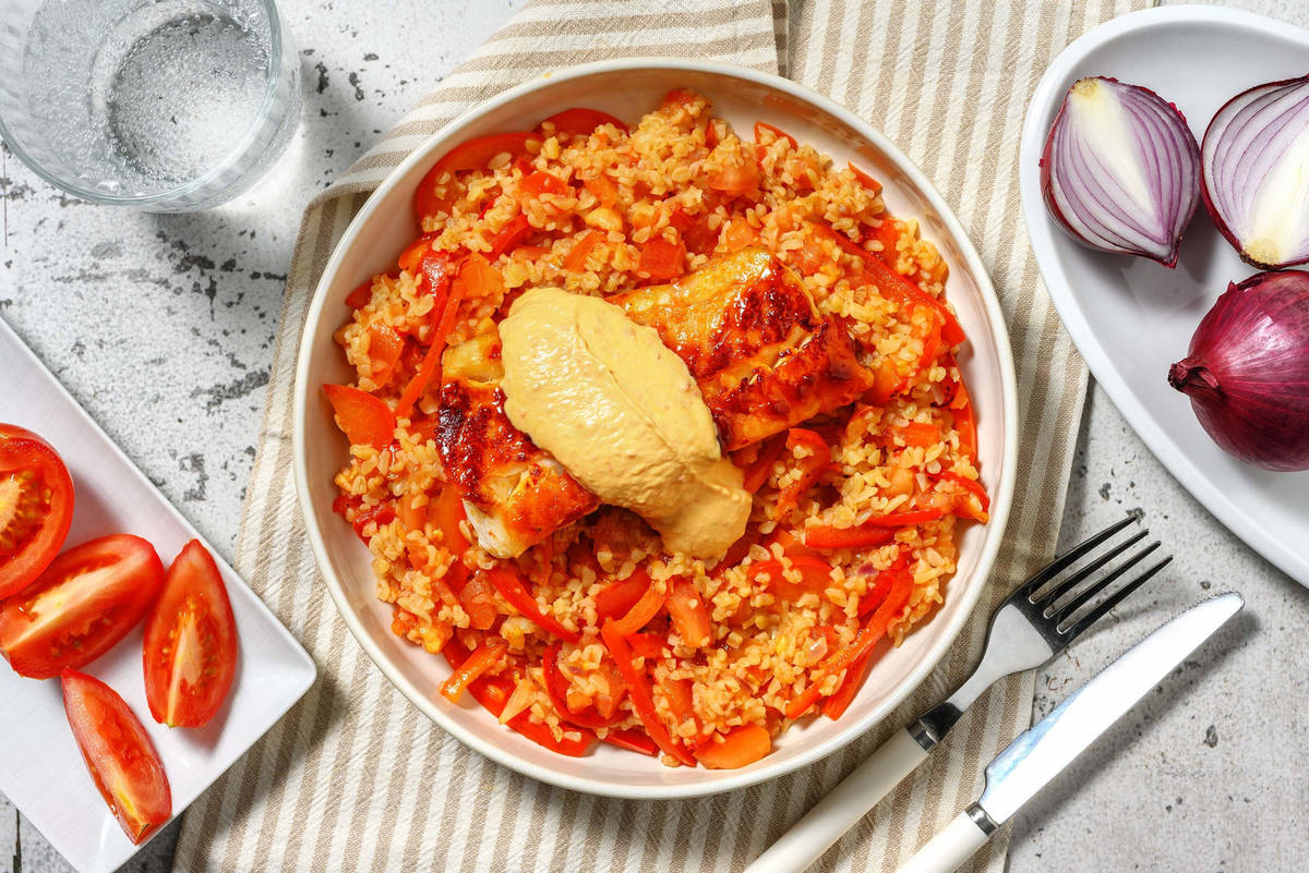 Filet de cabillaud et boulgour à la méditerranéenne