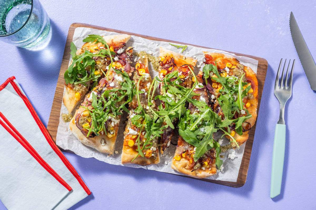 Pesto and Greek Style Cheese Naanizza