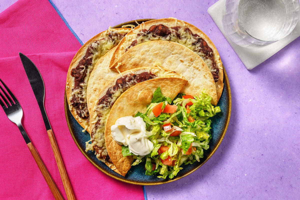 Cheesy Gochujang Black Bean Quesadillas