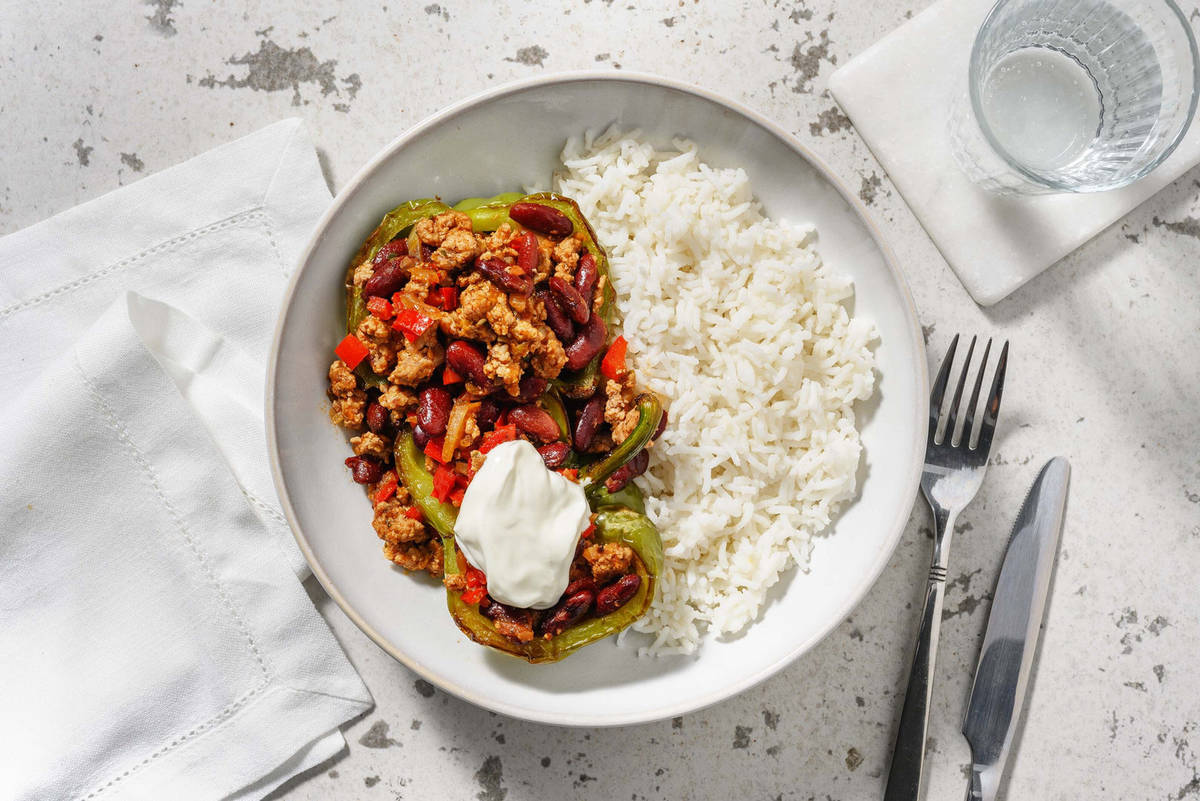 Gevulde paprika met chili con carne