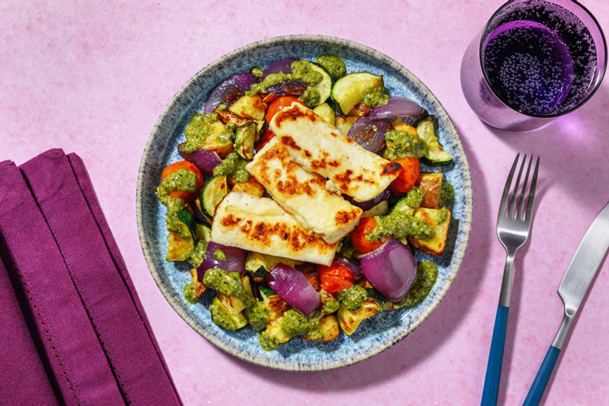 Global Desk Only - UK - Pan-Fried Halloumi and Pesto Drizzle