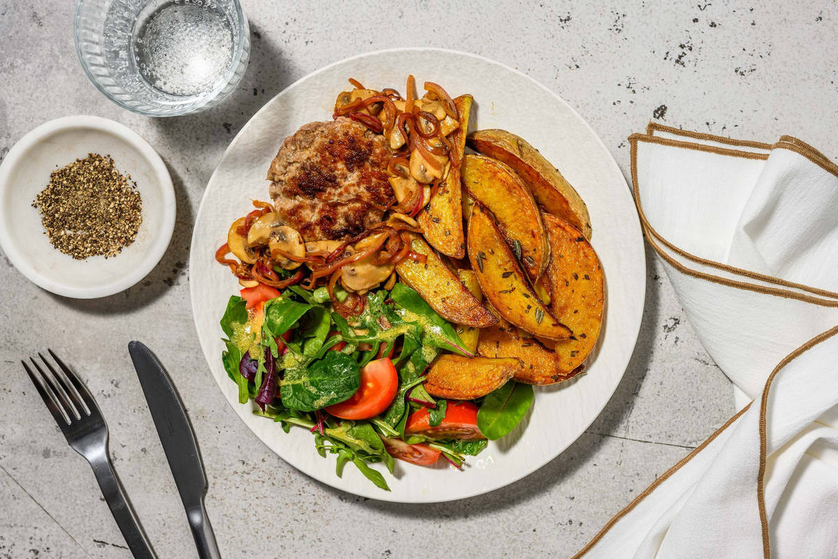 Burger with Potato Wedges 