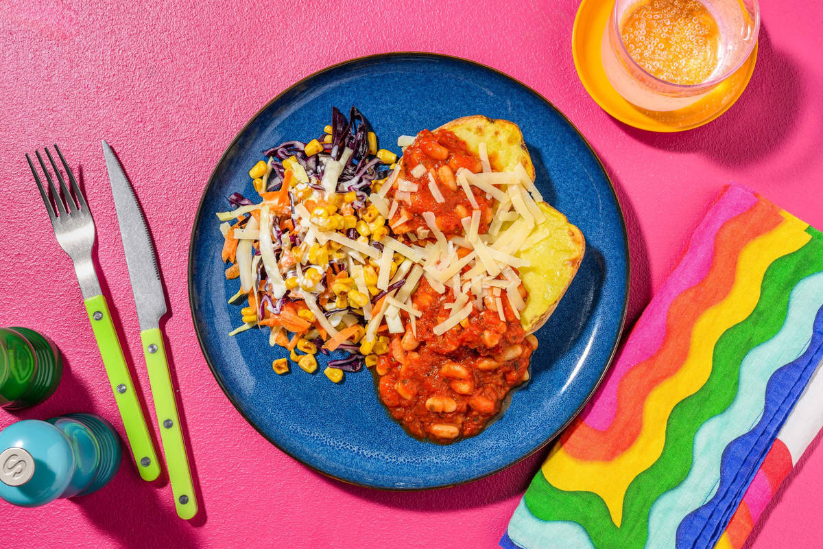 Homemade Beans and Cheesy Chorizo Jacky-P