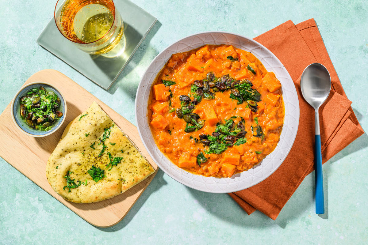 Curry de lentilles, épinards & patate douce