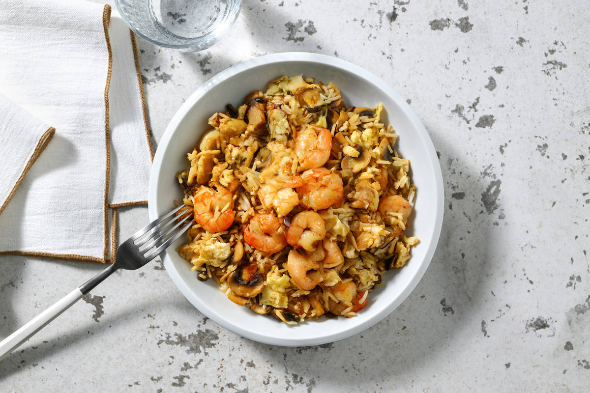 Riz sauté crevettes & soja à la chinoise