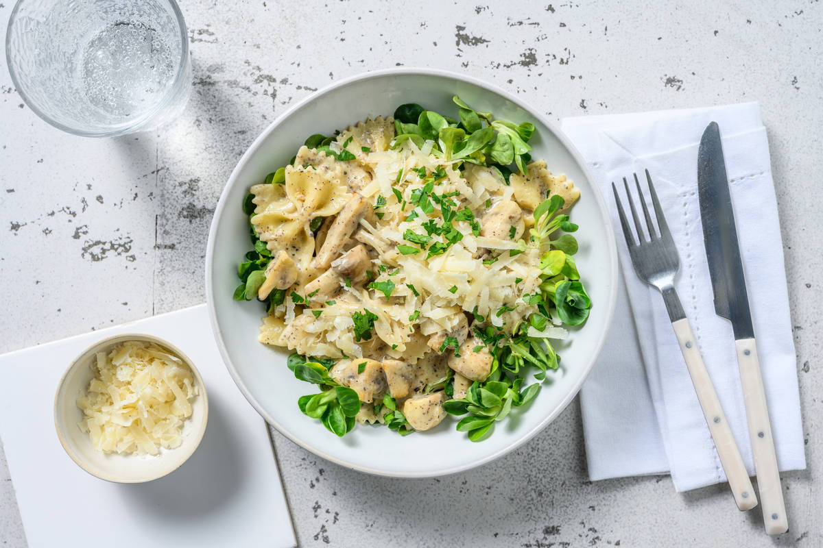 Farfalle au pesto de champignons