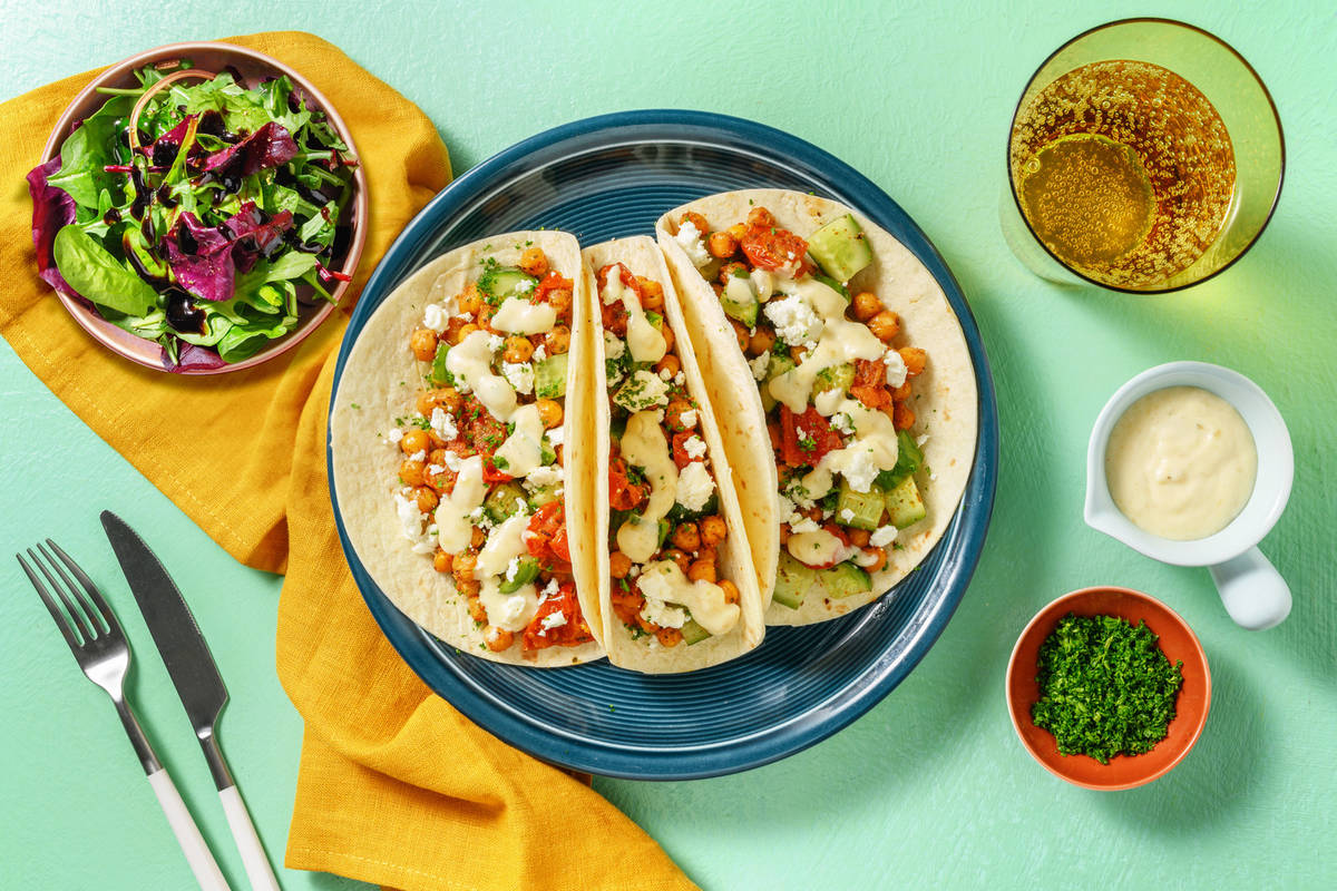 Wraps aux pois chiches & fromage à la grecque