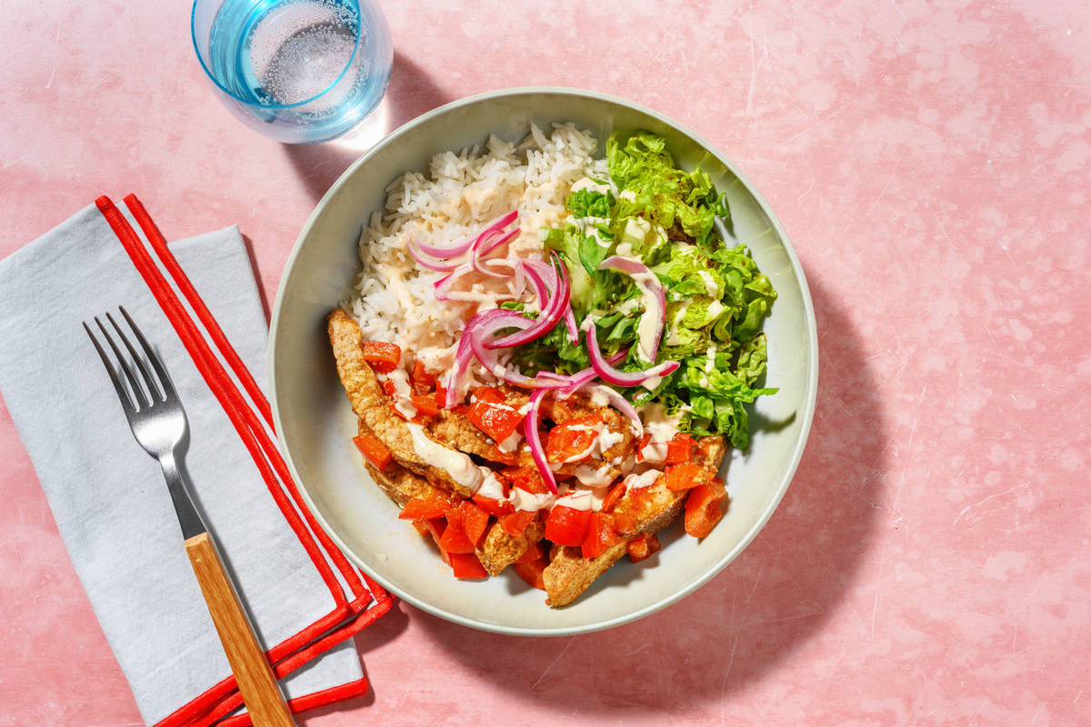 Taco bowl : porc tex-mex & riz citronné