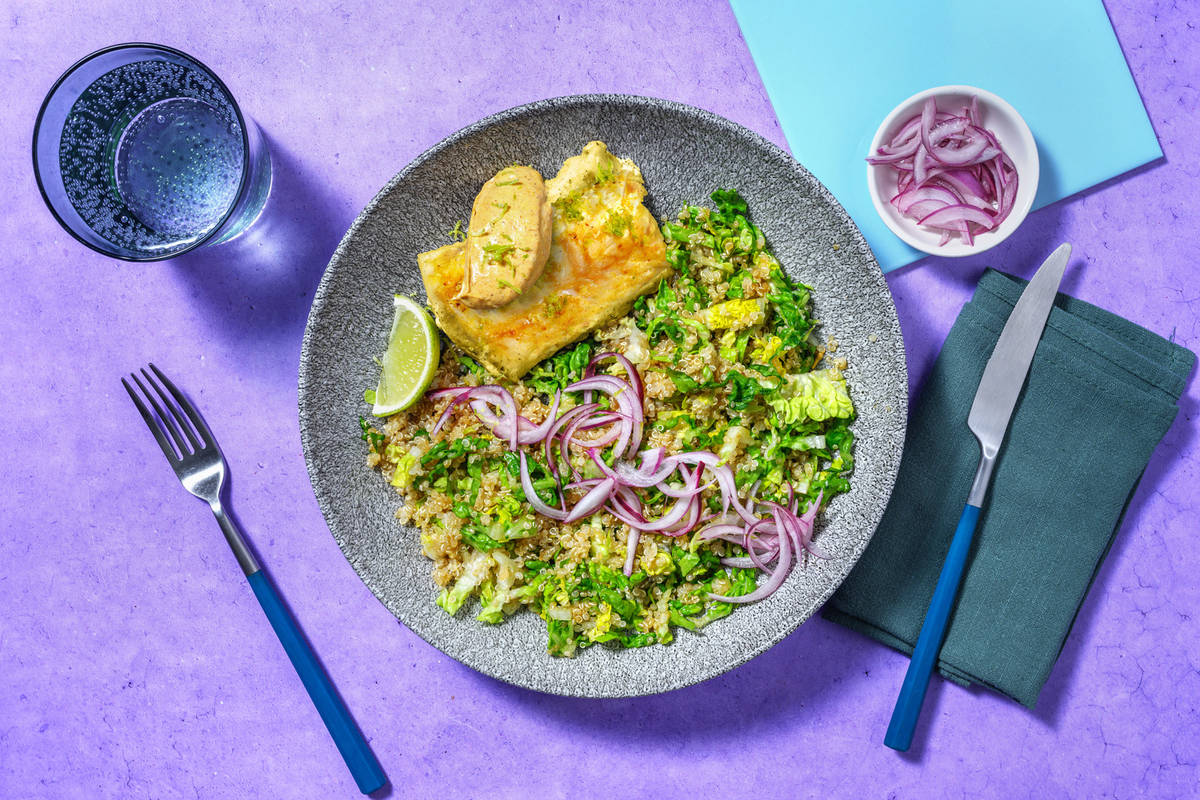 Bacalao al estilo masala con mayonesa de especias