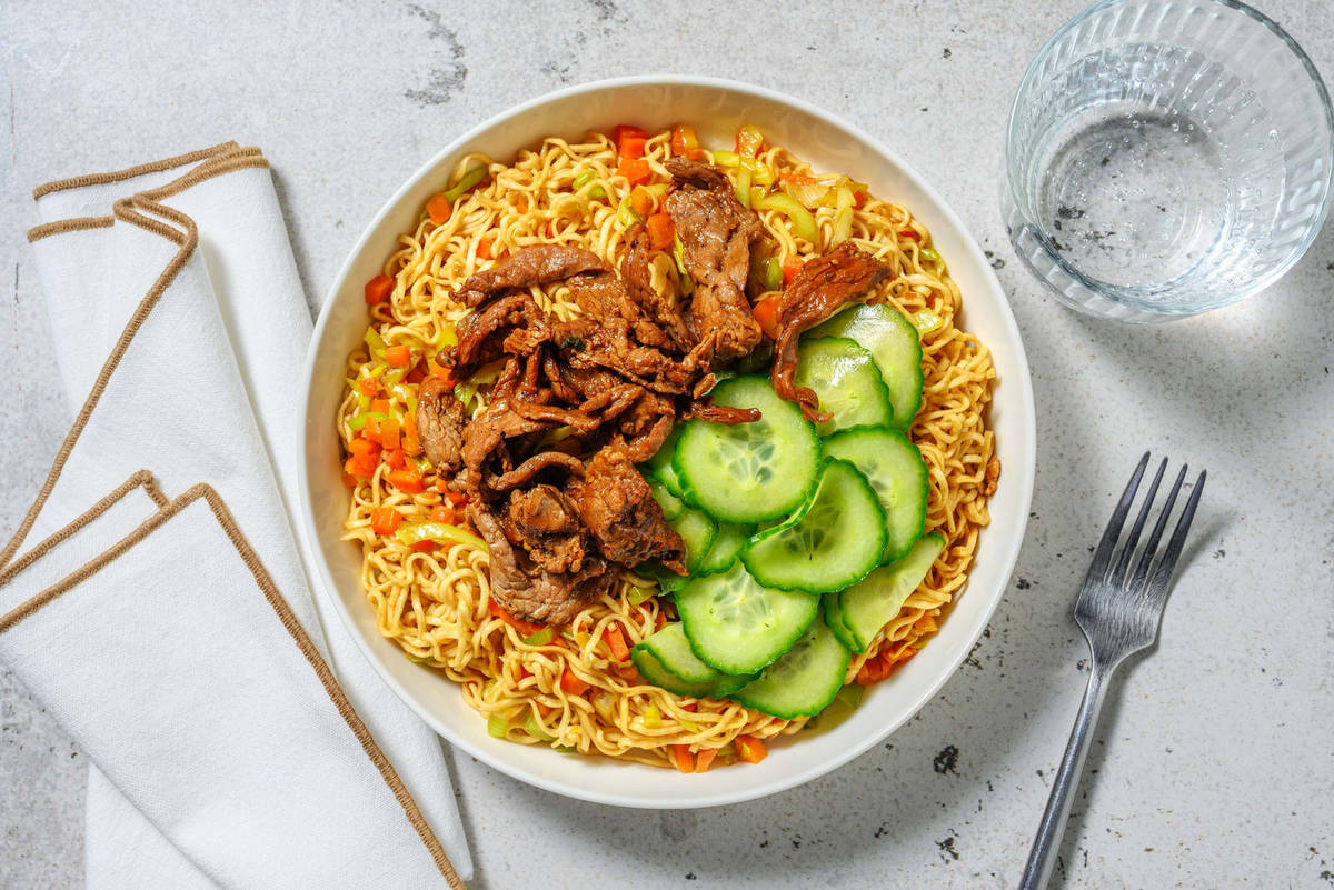 Stir-fry met teriyaki biefstukreepjes