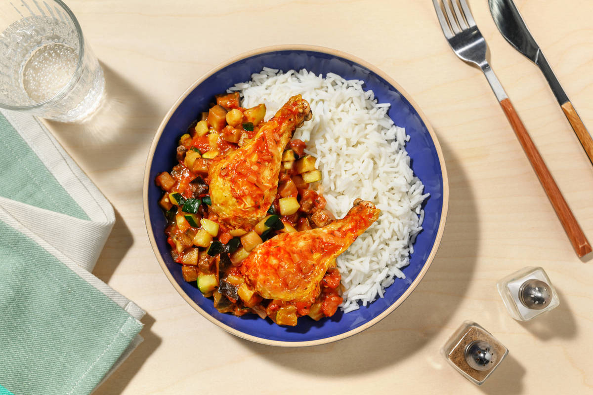 Extra de pollo con samfaina catalana de verduras