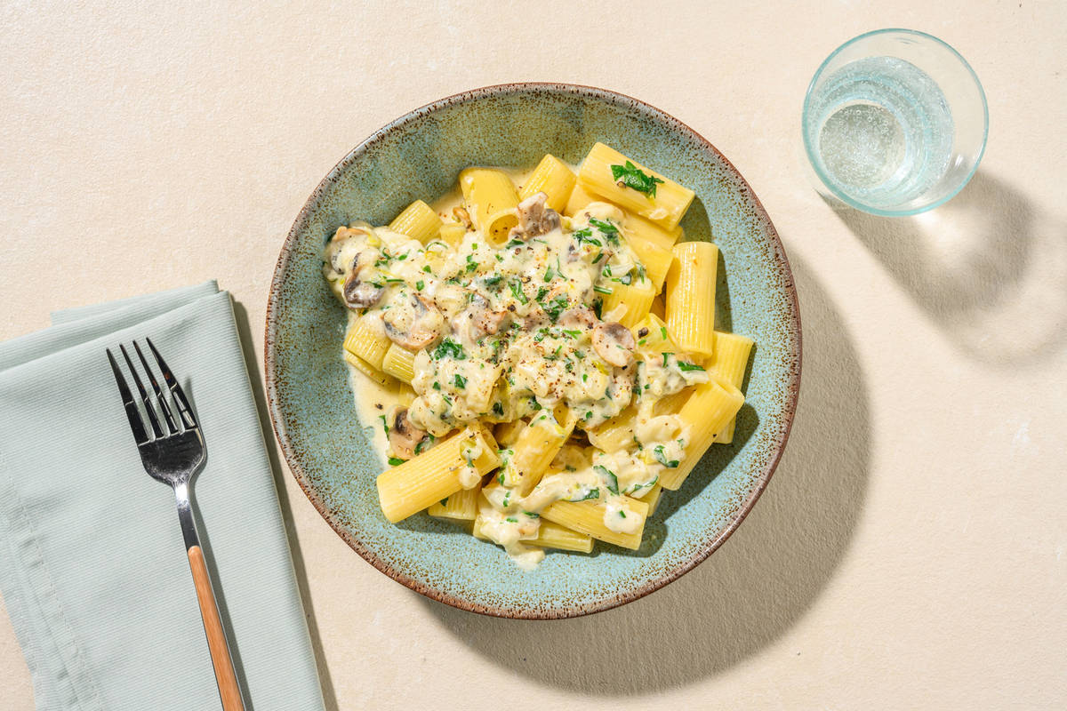 Rigatoni onctueuses aux endives & champis
