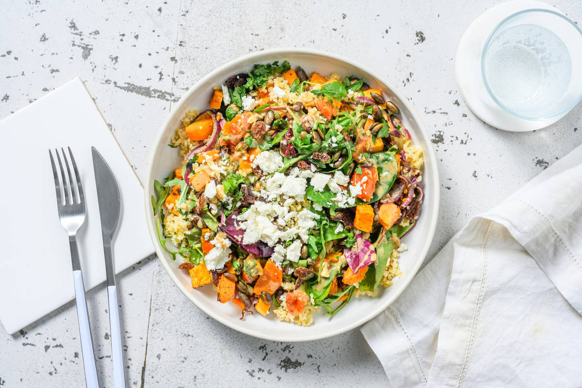 Salade colorée boulgour & légumes rôtis