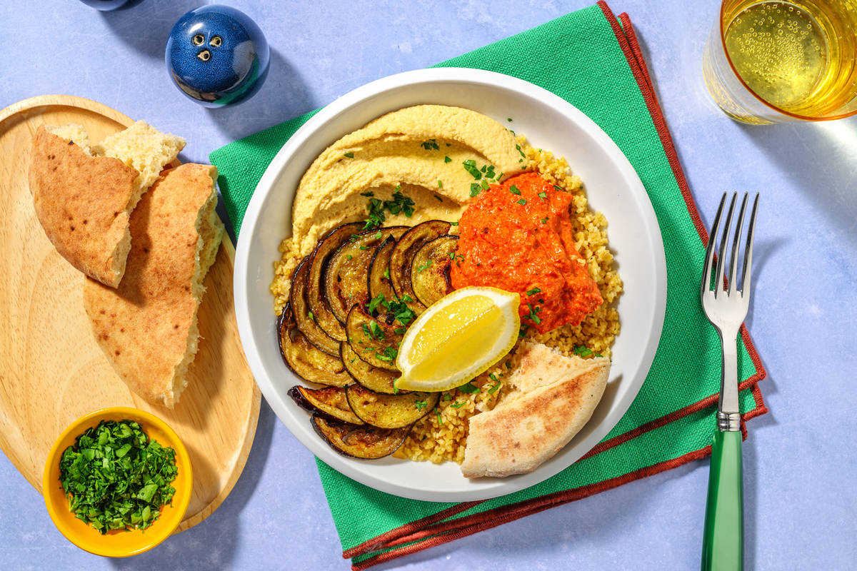 Aubergine rôtie & muhammara à la levantine