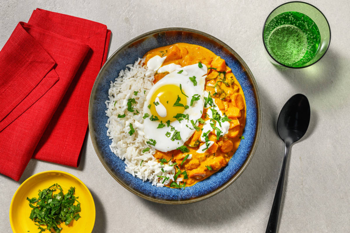 Curry jaune patate douce & épinards