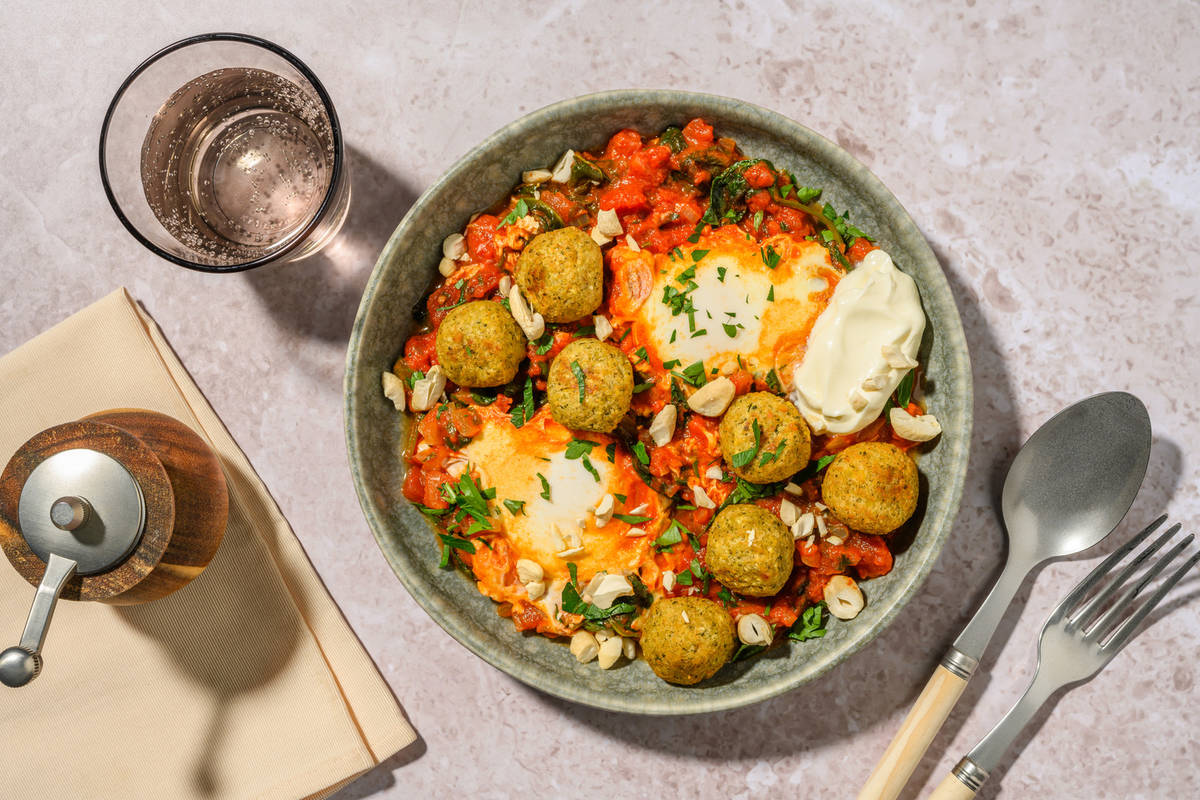 Chakchouka aux falafels & épinards