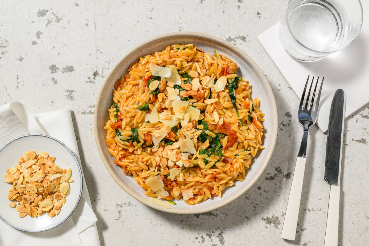 Orzo fondant aux épinards