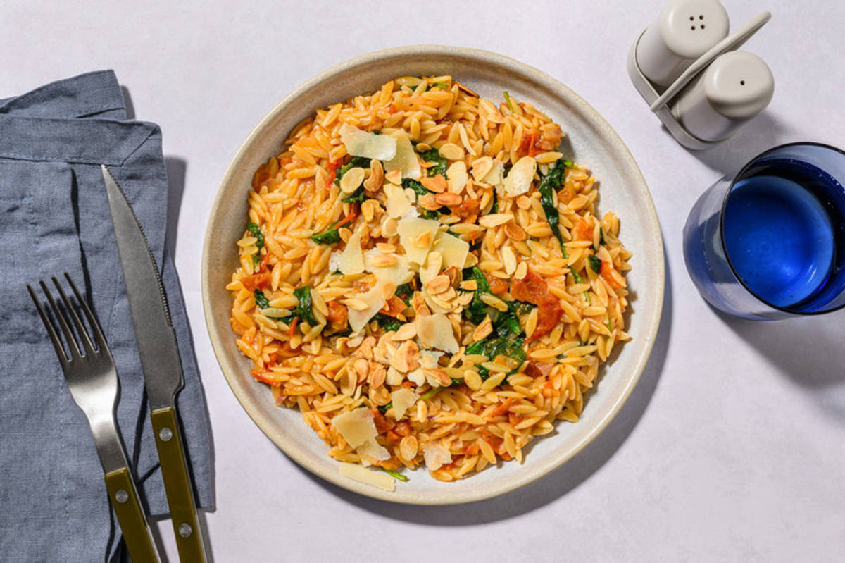 Orzo aux épinards & pesto rosso