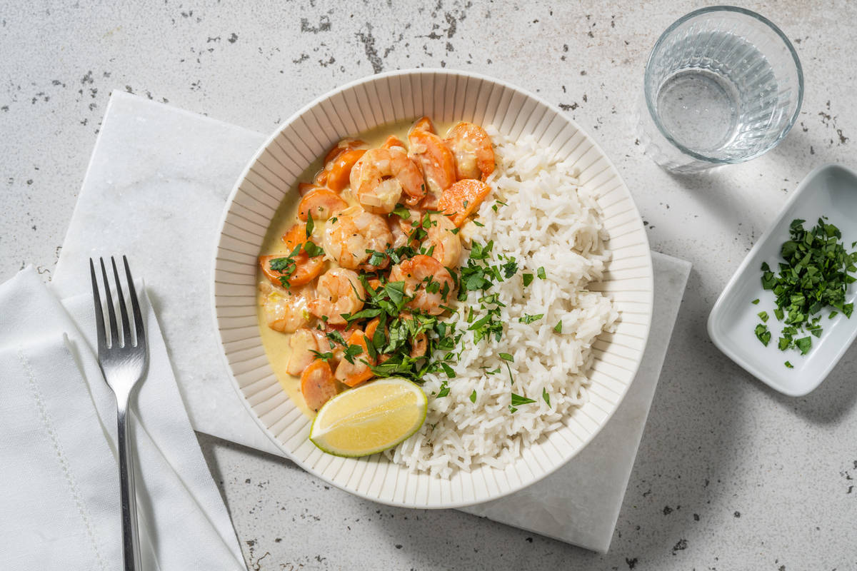 Curry jaune thaï aux crevettes