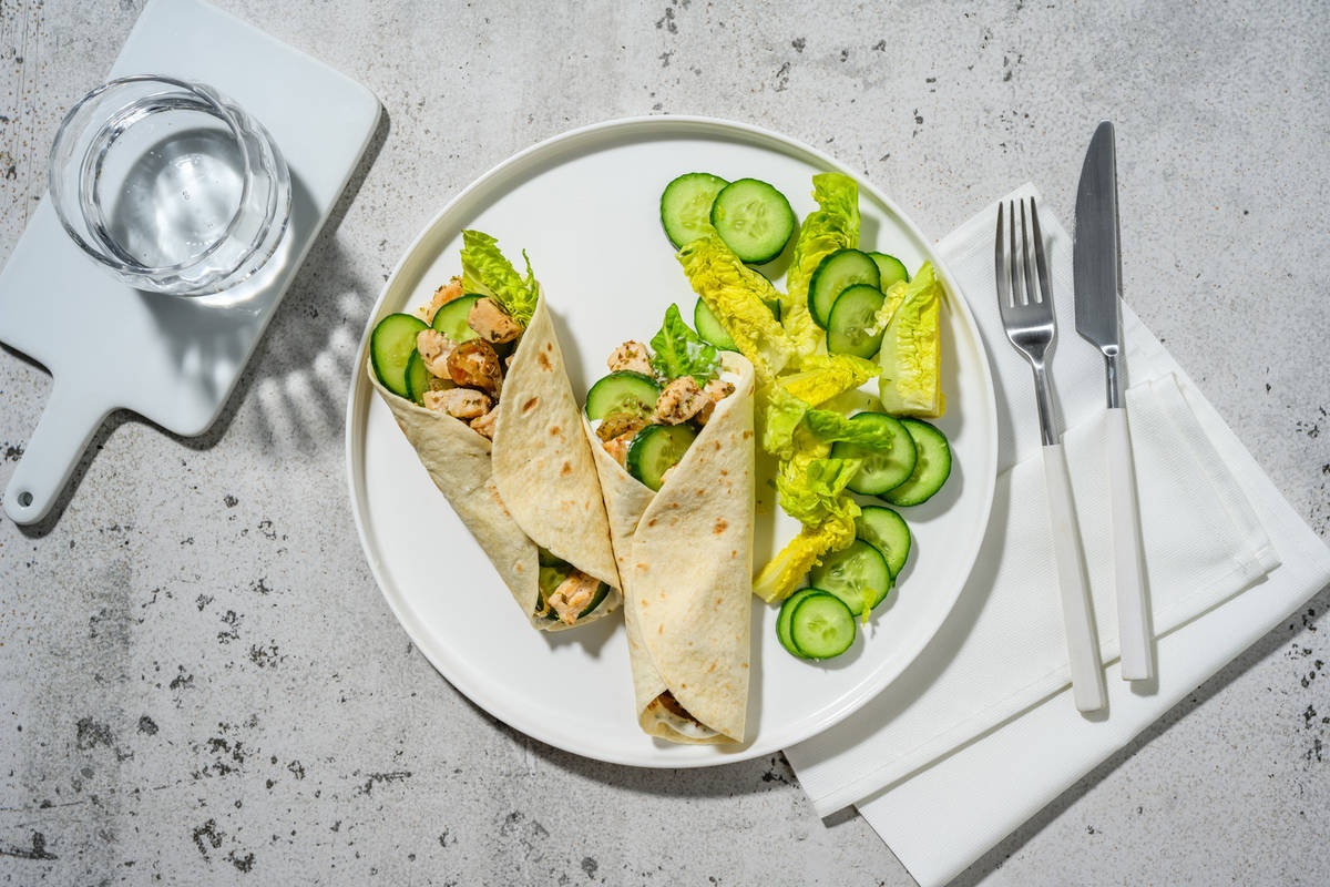 Wraps de blé complet au poulet façon souvlaki