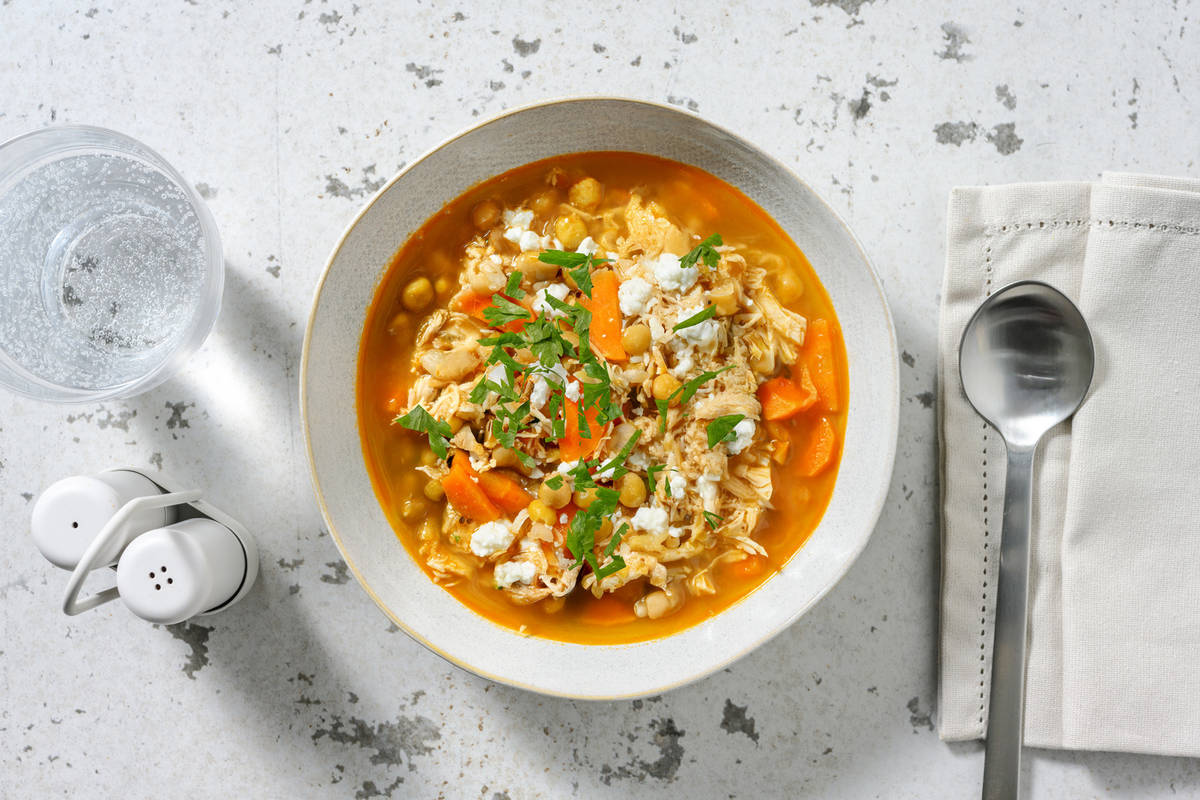 Soupe orientale poulet effiloché & cumin