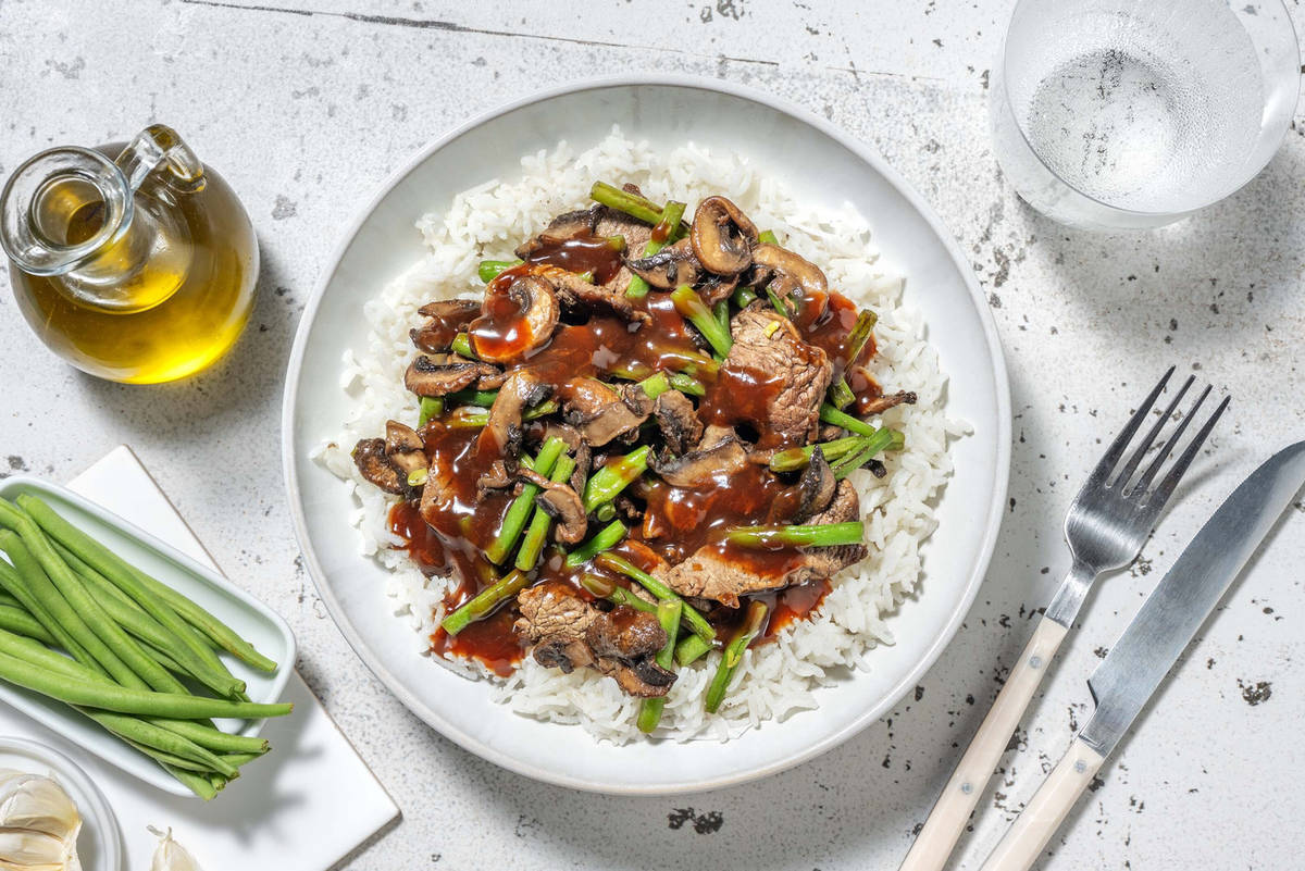 Stir Fry Schweinefilet mit Soja-Pflaumensauce