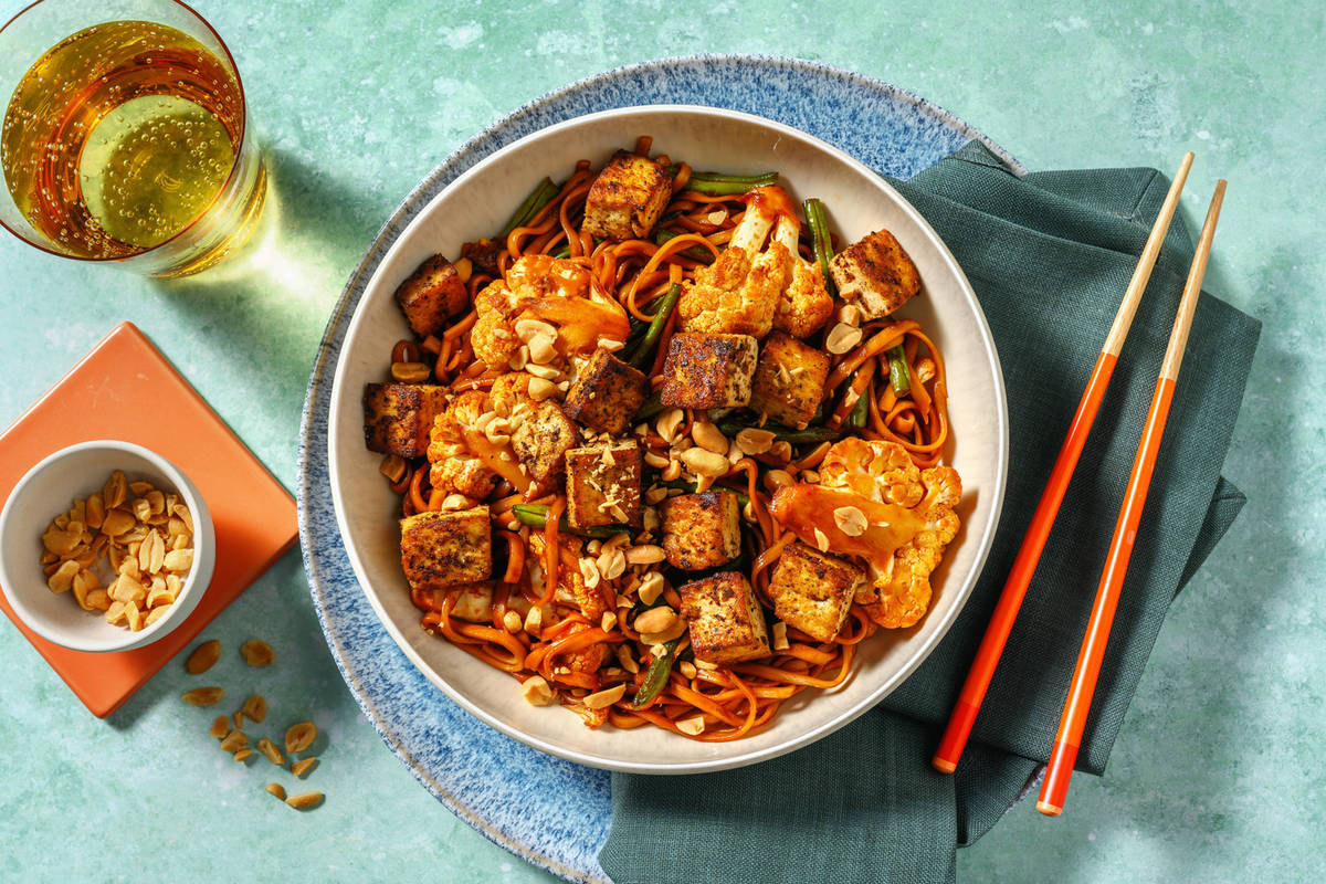 Spicy Gochujang Tofu Noodles with Irish Chicken