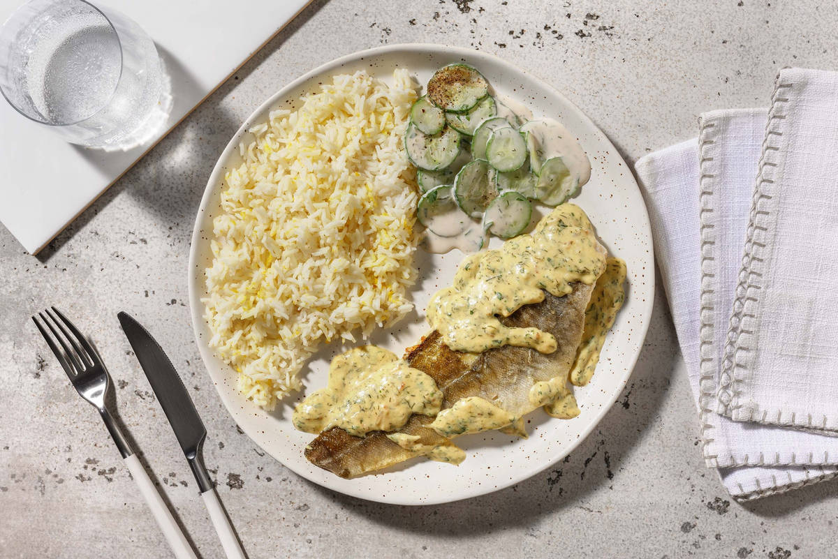 Skandi-Seehecht in Senf-Rahm-Soße