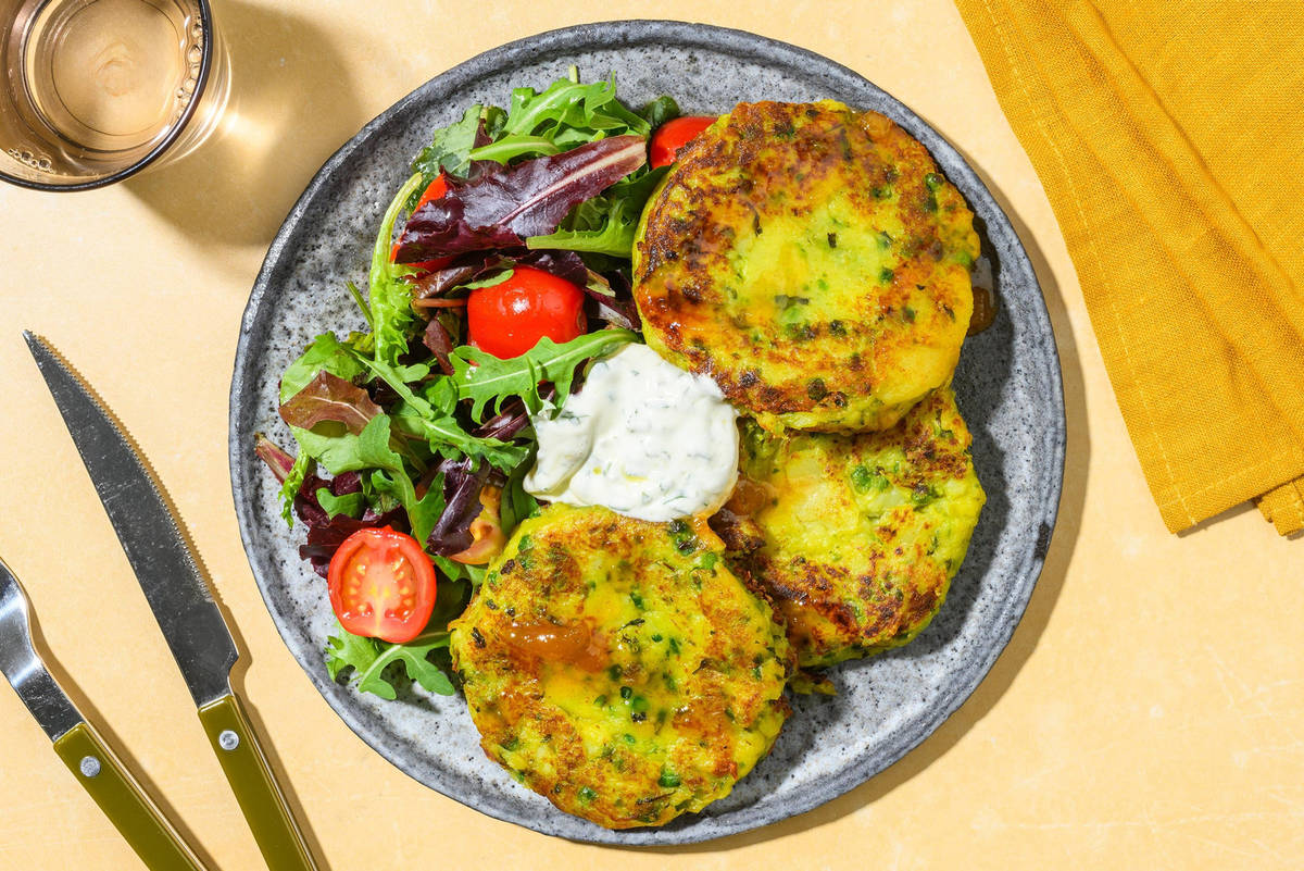 Korma Spiced Pea and Potato Cakes