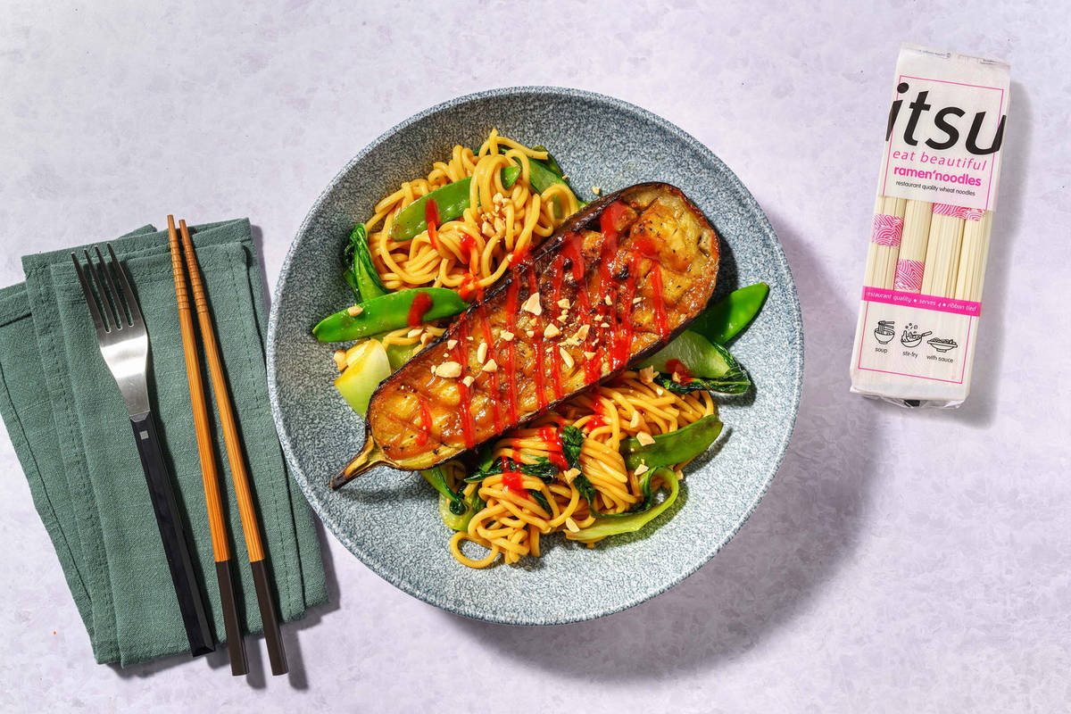Japanese Style Miso Aubergine on Itsu Ramen Noodles