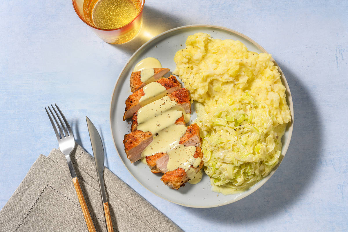 Poulet poêlé & purée au céleri-rave