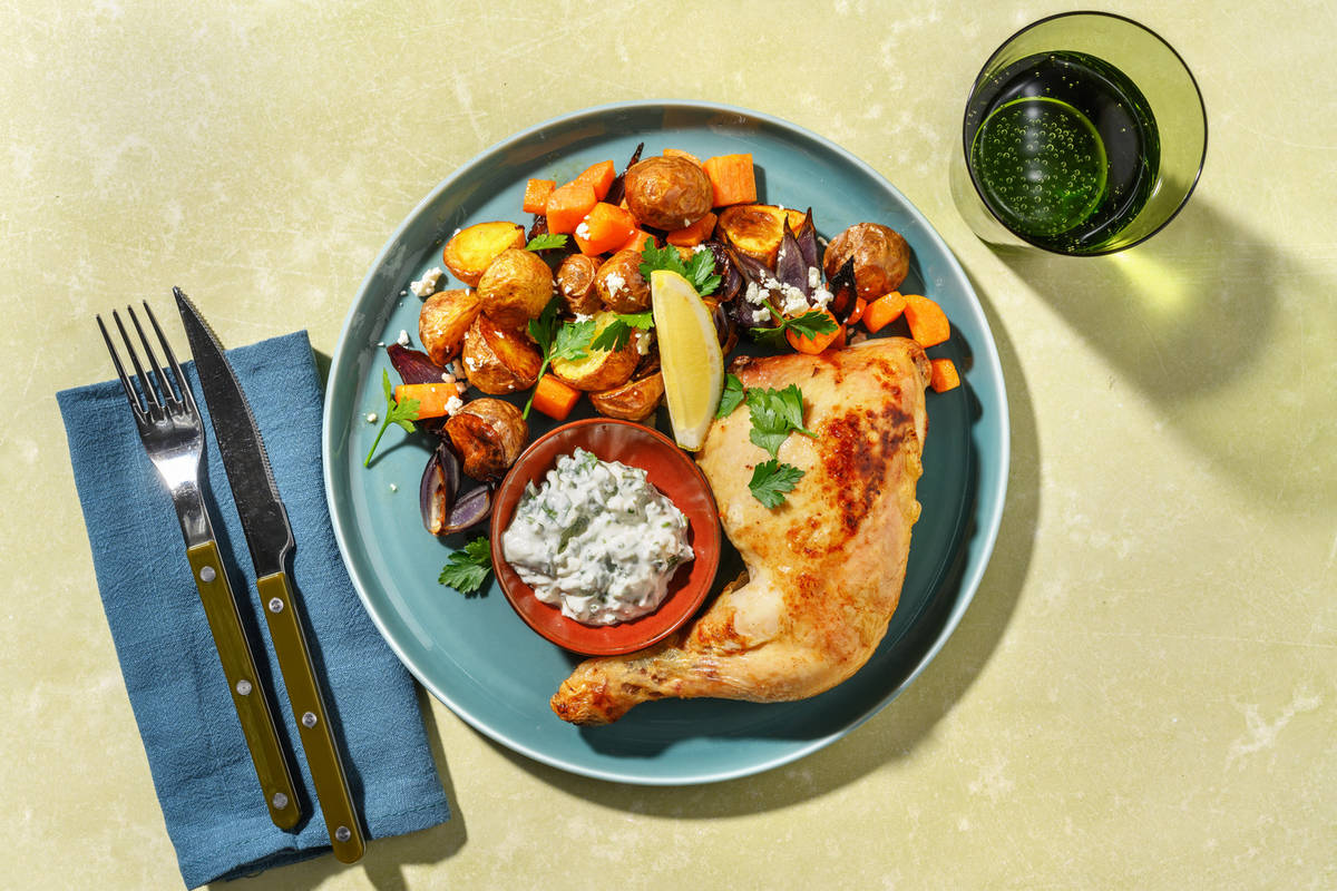 Cuisse de poulet & légumes au four