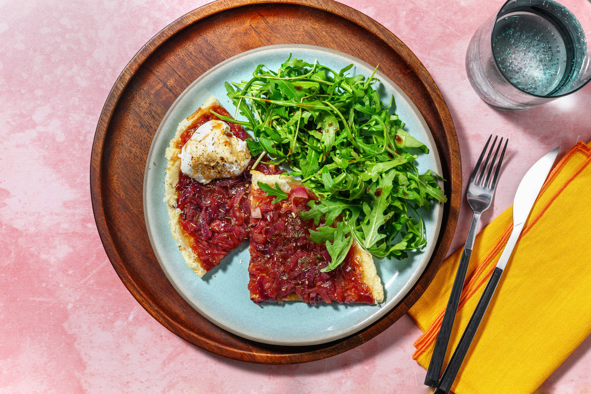 Tarte façon Tatin d'oignons & burrata