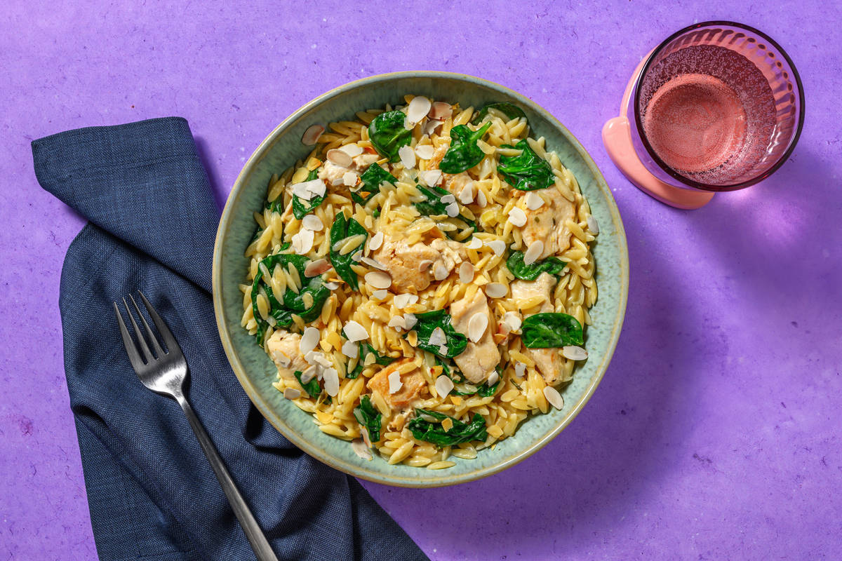 Le Végé : orzo & émincés veggie façon poulet