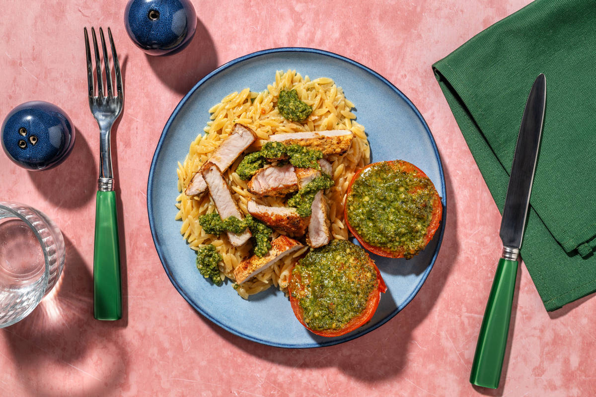 Filet de poulet & tomates rôties au pesto 