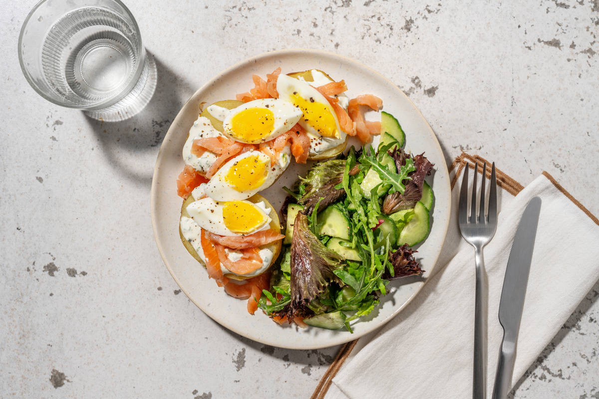 Pommes de terre farcies au saumon fumé & aneth