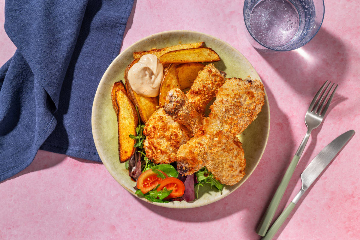 Pilons de poulet croustillants & potatoes