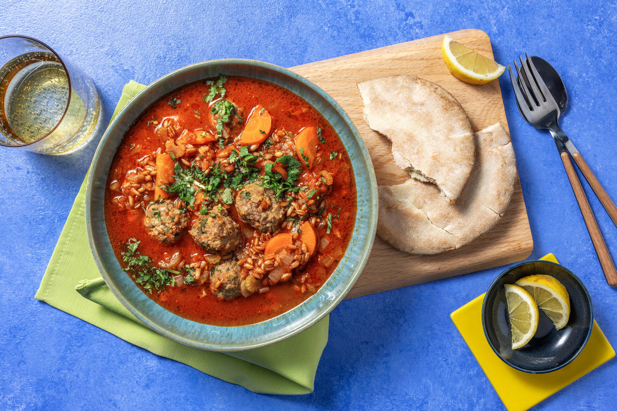 Chorba au freekeh & boulettes de bœuf
