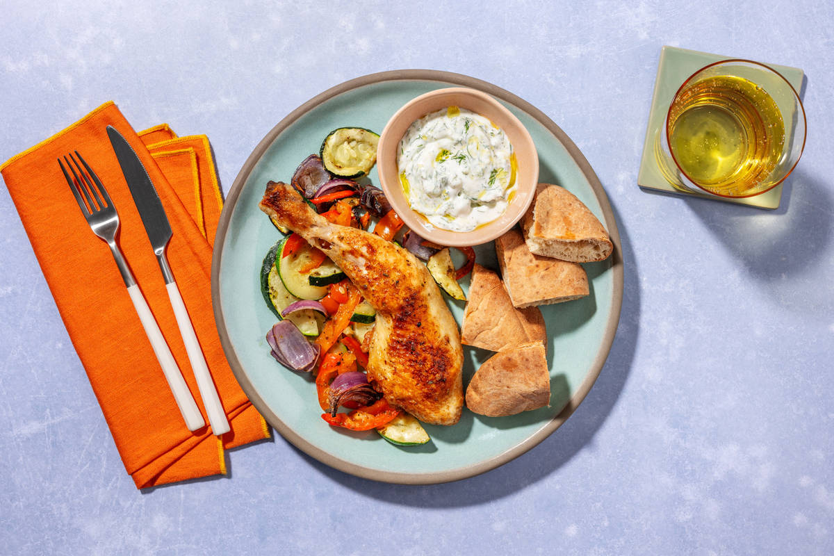 Cuisse de poulet à la grecque & tzatziki maison