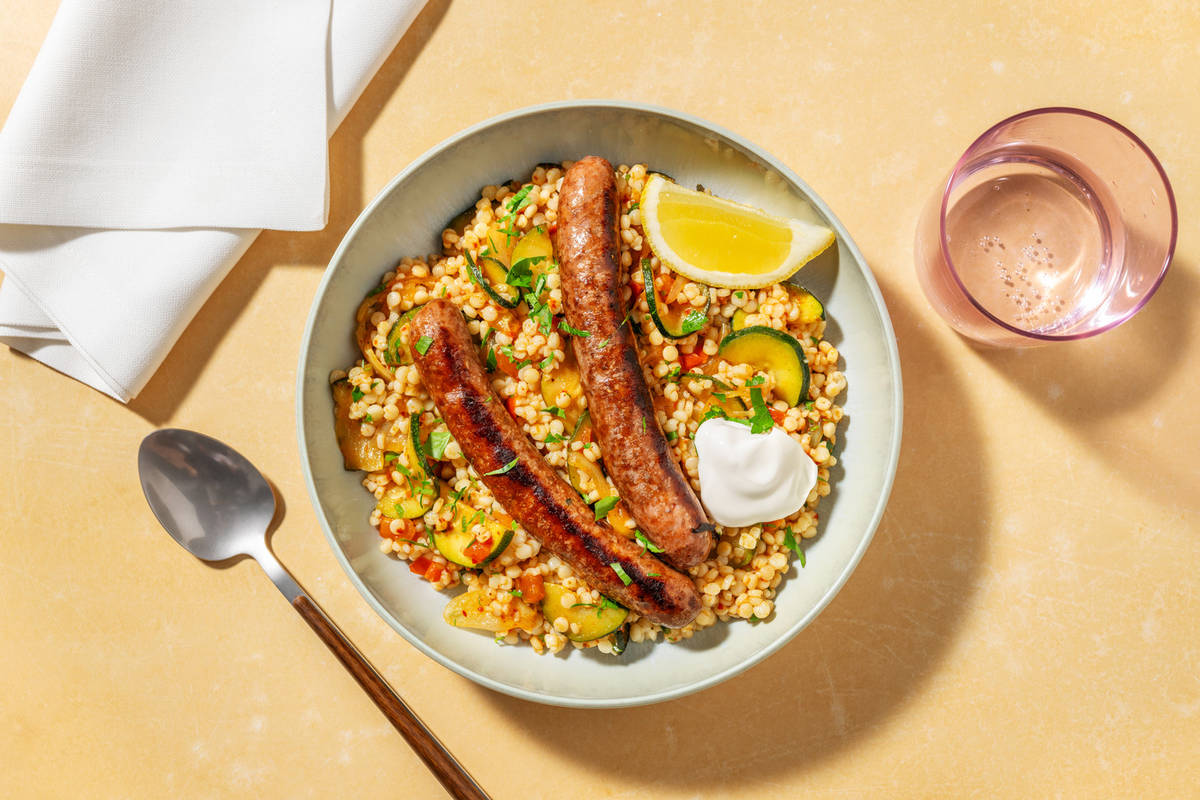 Merguez de bœuf sautée, tomates & harissa