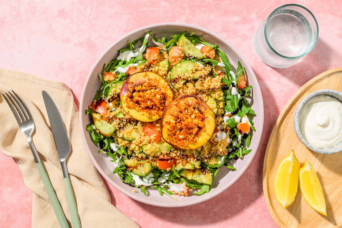 Bulgursalat mit karamellisierten Nektarinen