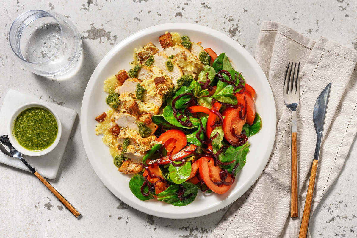 Italiaanse salade met kipfilet uit de oven
