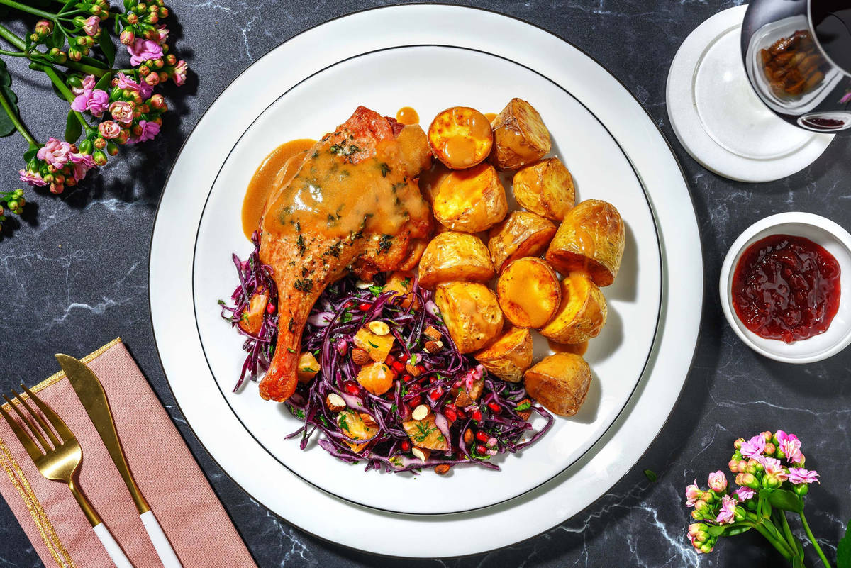 Ovnsbakt andelår og brun saus