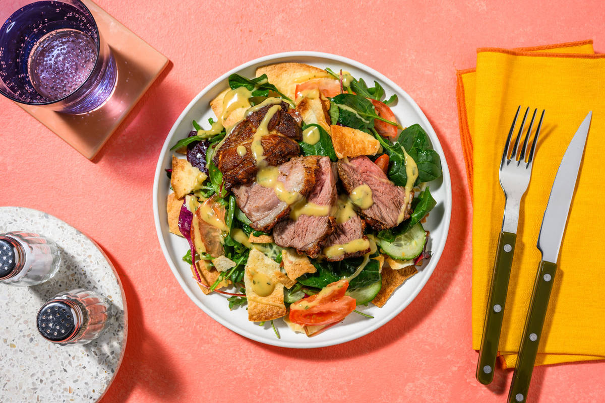 Double Chermoula Beef & Fattoush-Style Salad